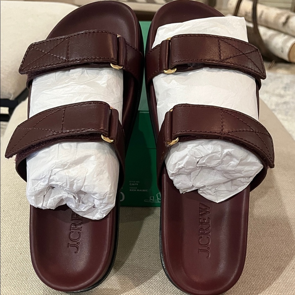 J. Crew Rich Malbec New Colbie Wide-Strap Leather Sandals/NIB/10M - Picture 9 of 10